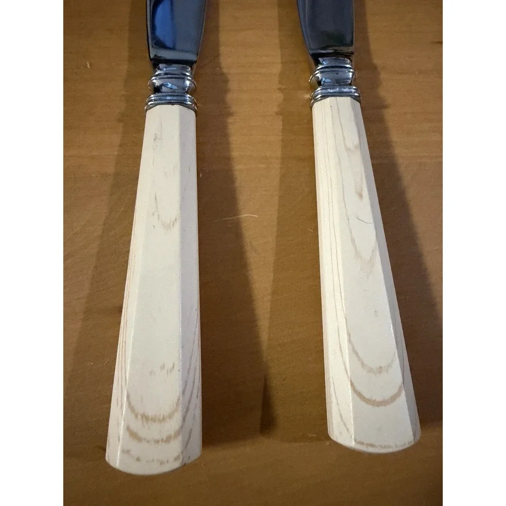 Williams Sonoma Faux Bois Ivory Resin Handle Dinner Knives Set of 2 Replacement